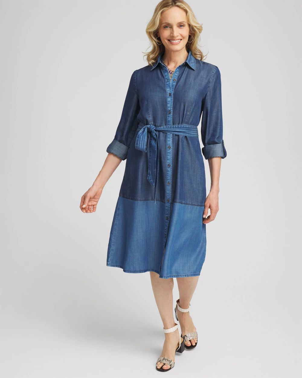 Lace Trimmed Chambray Dress 新品 Lace Trimmed Chambray Dress